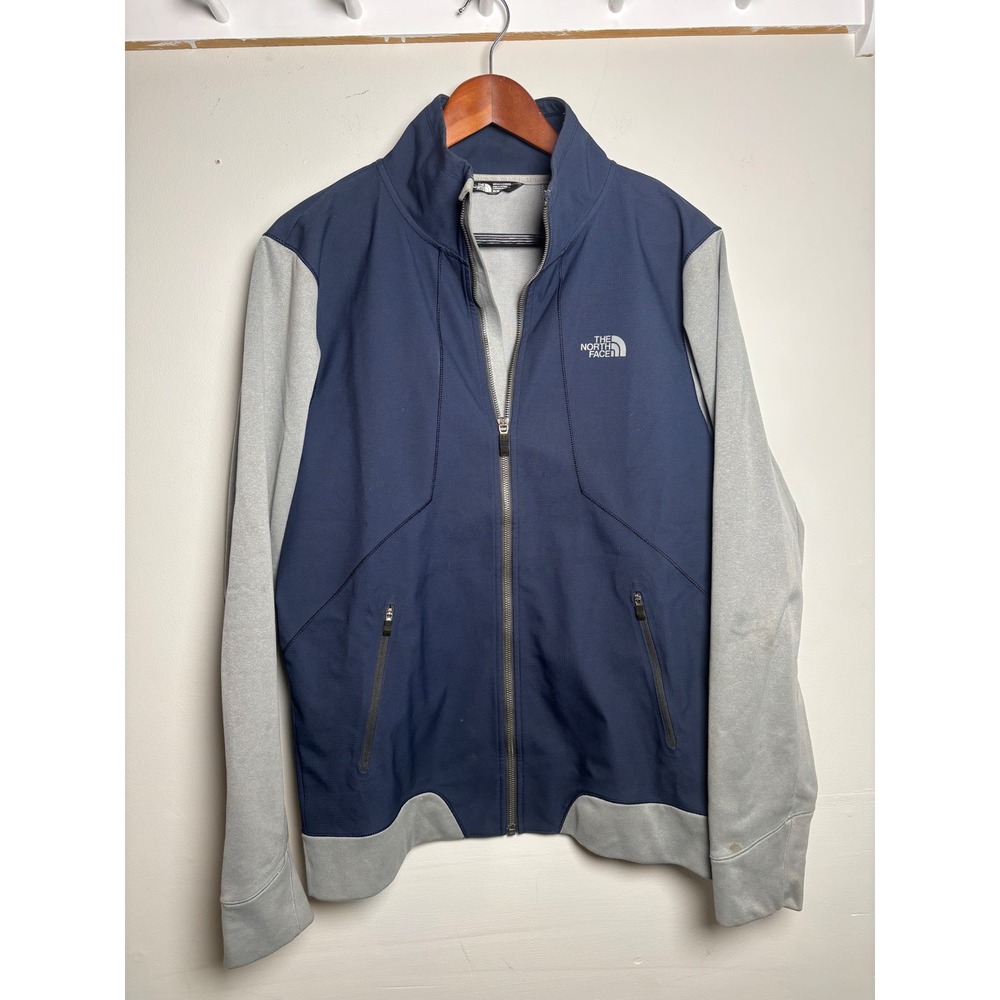 The North Face Full Zip Track Jacket Men's M Navy Gray Outdoor Hiking